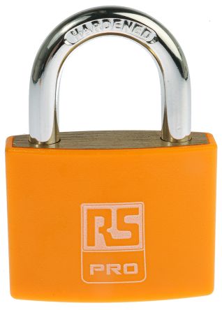 rs pro 橙色 钥匙键 黄铜 挂锁, 6mm 锁钩
